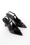 Women's Black Patent Leather Stiletto Open Back Double Strap Buckle 7 cm Classic Heeled Shoes - Brida - 4