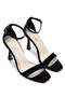 Women's Vegan Black Satin Heeled Shoes - 3