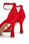 Women's Vegan Red Satin Heeled Shoes - 6