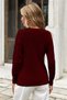 Crew Neck Openwork Walking Patterned Women's Knitwear Sweater Claret Red - 3