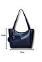 Women's Glasses Case, Zippered and Snap Closure, Navy Blue Shopper Hand and Shoulder Bag - 3