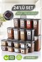 Set of 24 Square Food Storage Container with Labels - Pulses Storage Box Seasoning Rack 8X(550-1200-1750 ml)