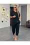 Women's Sequin Sequin Detailed V-Neck Short Sleeve Large Size Two-Piece Set - 2