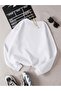 Brooklyn New York Sweatshirt - White Printed Oversize Crew Neck - 2