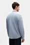 Ds Damat Comfort Powder Blue Button Collar Relaxed Cut Linen Look 100% Cotton Shirt - 3