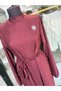 Aişe moda Bordo elbise - 5