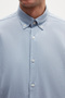 Ds Damat Comfort Powder Blue Button Collar Relaxed Cut Linen Look 100% Cotton Shirt - 6