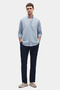 Ds Damat Comfort Powder Blue Button Collar Relaxed Cut Linen Look 100% Cotton Shirt - 4