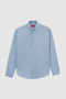 Ds Damat Comfort Powder Blue Button Collar Relaxed Cut Linen Look 100% Cotton Shirt - 5