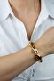 Lacquer Finish Gold Flexible Women's Bracelet - 2