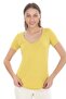 Viscose Flowing Low-cut Collar T-Shirt-Gold