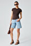 Marta Women's Round Neck Short Sleeve Slim Brown T-Shirt - 2