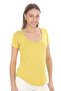 Viscose Flowing Low-cut Collar T-Shirt-Gold - 5