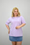 Women's Large Size Short Sleeve Crew Neck Oversize T-Shirt 1963-25
