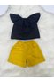 Girl's Madonna Collar Blouse & Mustard Color Shorts - 8