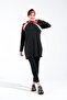 2240_Printed Zipper and Intermediate Piping Detailed 4-Piece Set Full-Covered Hijab Swimsuit - 7
