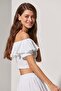 Short Sleeve White Blouse with Barbell - 4