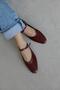 Leroy Women's Wrinkled Leather Ballerinas Light Burgundy