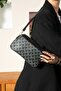 حقيبة كتف وحقيبة كروس نسائية سوداء منقوشة مكونة من 4 أقسام - 2