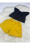 Girl's Madonna Collar Blouse & Mustard Color Shorts - 5