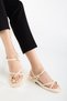 Ri̇ssoli̇ Women's Beige Skin Cream Gold Ring Detailed Daily Sandals - 5