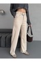 Women's Cream Wide Leg Belted Lycra Palazzo Trousers Jean - 5