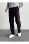 Men's Black Elastic Waist Linen Baggy Pants Comfortable Fit Baggy