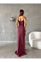 Thin Strap Chest Ribbed Slit Fish Evening Dress 582543 Dried Rose - 2