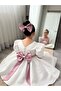 Girls' Satin Off-White Bow Model Princess Wedding Evening Dress - 2