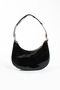 Women's Patent Leather Baguette Leather Hand and Shoulder Bag with Snap Fasteners