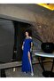 Strappy Stone Slit Long Evening Dress Cobalt Blue 583170
