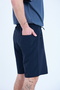 Men's Navy Blue Parachute Fabric (Woven) Shorts with Zippered Back Pockets and Elastic Waist Bermuda Shorts - 6