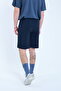 Men's Navy Blue Parachute Fabric (Woven) Shorts with Zippered Back Pockets and Elastic Waist Bermuda Shorts - 4