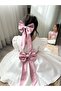 Girls' Satin Off-White Bow Model Princess Wedding Evening Dress