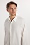Oversize Seasonal Linen Textured Loose Fit Long Sleeve Comfortable Men's White Shirt - 3