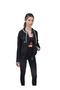Black Women's Crop Sweatshirt Zip Back Low-Cut Hooded Sweatshirt