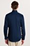 Slim Fit Long Sleeve Cotton Satin Premium Series Men's Navy Blue Shirt - 5