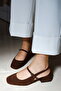 Women's Audrey Bitter Brown Suede Open Back Square Toe Helmet Short Block Heeled Shoes - 5