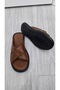 Genuine Real Leather Men's Slippers Summer Lightweight Anti-Sweat Slippers Leather Tan - 2