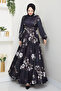 Women's Printed Pleated Belted Dress - 6