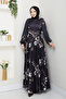 Women's Printed Pleated Belted Dress - 2