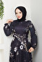 Women's Printed Pleated Belted Dress - 4