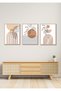 3 Piece Frame Look Bohemian Leaves Painting Set Mdf Wall Decor for Living Room Living Bedroom