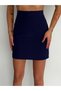 Navy Blue Crew Neck Sleeveless Vest Mini Skirt Double Fabric Double Set - 4
