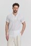 Men's Short Sleeve Shirt - Collar Rope Detail (Satched) - Alaçati Shirt - 4590 - 3