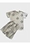 Boys' Cotton Gray Black and White Football Ball Patterned Short Sleeve Shorts Summer Pajama Set - 2