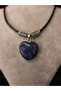 Navy Blue Heart Stone Leather String Necklace Unisex Stylish Jewelry - 2
