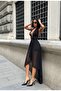 Women's Halter Deep Cut Out Backless Corset Asymmetrical Tulle Dress with Shorts - 3