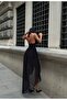Women's Halter Deep Cut Out Backless Corset Asymmetrical Tulle Dress with Shorts - 5