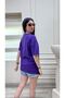 Thousand Single Jersey Purple T-Shirt - Bewhite Printed Oversize Crew Neck Short Sleeve T-Shirt - 3